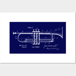 Jazz Solo Trumpet Patent Blueprint 1924 Posters and Art